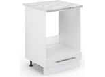 Vicco Mobile Per Forno Da Incasso Fame-Line, 60 Cm , Pt Marmo, Bianco Lucido/Bianco