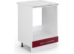 Vicco Mobile Per Forno Da Incasso Fame-Line, 60 Cm , Pt Marmo, Rosso Bordeaux Lucido/Bianco