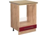 Vicco Mobile Per Forno Da Incasso Fame-Line, 60 Cm , Pt Rovere, Rosso Bordeaux Lucido/Quercia Dorata