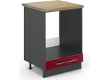 Vicco Mobile Per Forno Da Incasso Fame-Line, 60 Cm , Pt Rovere, Rosso Bordeaux Lucido/Antracite
