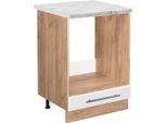 Vicco Mobile Per Forno Da Incasso Fame-Line, 60 Cm , Pt Marmo, Bianco Lucido/Quercia Dorata