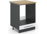 Vicco Mobile Per Forno Da Incasso Fame-Line, 60 Cm , Pt Rovere, Bianco Lucido/Antracite