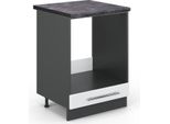 Vicco Mobile Per Forno Da Incasso Fame-Line, 60 Cm , Pt Antracite, Bianco Lucido/Antracite