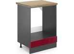 Vicco Mobile Per Forno Da Incasso R-Line, 60 Cm , Pl Rovere, Rosso Lucido/Antracite
