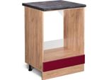 Vicco Mobile Per Forno Da Incasso R-Line, 60 Cm , Pl Antracite, Rosso Lucido/Quercia Dorata