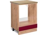 Vicco Mobile Per Forno Da Incasso R-Line, 60 Cm , Pl Rovere, Rosso Lucido/Quercia Dorata