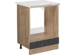 Vicco Mobile Per Forno Da Incasso R-Line, 60 Cm Pt Marmo, Calcestruzzo Nero/Quercia Dorata