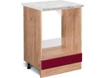 Vicco Mobile Per Forno Da Incasso R-Line, 60 Cm Pl Marmo, Rosso Lucido/Quercia Dorata