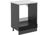 Vicco Mobile Per Forno Da Incasso R-Line, 60 Cm Pl Marmo, Nero Lucido/Antracite