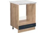 Vicco Mobile Per Forno Da Incasso Fame-Line, 60 Cm , Pt Marmo, Blu Scuro Lucido/Quercia Dorata