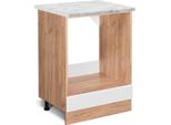 Vicco Mobile Per Forno Da Incasso R-Line, 60 Cm Pl Marmo, Bianco Lucido/Quercia Dorata