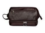 Harold's Pelle Borsa Da Toilette Country Toilet Bag Brown Marrone Scuro