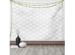 Abakuhaus Arazzo Grigio, Motivo Damascato Monocromatico, Tessuto Da Parete Per Soggiorno E Camera Da Letto Arazzo In Raso Setoso, 150 X 100 Cm, Bianco Grigio