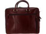 Leonhard Heyden Pelle Borsa Da Ufficio Con Scomparto Per Laptop Cambridge Zipped Briefcase 3 Compartments Red Brown Marrone