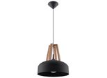 Lampada A Sospensione Casco Nero/Legno Naturale 1Xe27 15W Acciaio/Legno 85X30X30Cm Sollux Lighting
