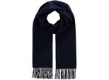 Fraas Sciarpa Wool Scarf With Fringes Navy Blu