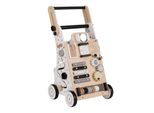 Kiddymoon Girello In Legno Divertente Girello Per Bambini Che Imparano A Camminare, Giocattolo Multifunzionale In Legno Per Bambini Montessori Toy WK-001, Nero - Bianco