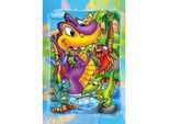 Art Puzzle Puzzle In Legno Dinosauro Su Pesce 16 Pezzi