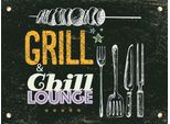 Vianmo Insegna In Legno 30X40 Cm Grill & Chill Lounge Grau