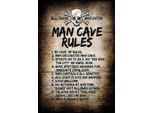 Vianmo Insegna In Legno 18X12 Cm Man Cave Rules Totenkopf
