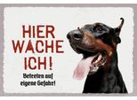 Vianmo Insegna In Legno 12X18 Cm Dobermann Hier Wache Eigene Gefahr