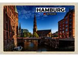 Vianmo Insegna In Legno 12X18 Cm Hamburg Speicherstadt