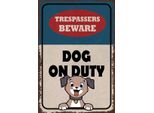 Vianmo Insegna In Legno 30X20 Cm Trespassers Dog On Duty