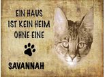 Vianmo Insegna In Legno 30X40 Cm Savannah Katze Ohne Kein Heim