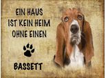 Vianmo Insegna In Legno 30X40 Cm Bassett Hund Ohne Kein Heim