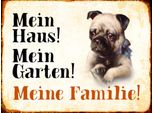 Vianmo Insegna In Legno 30X40 Cm Hund Mops Mein Haus Garten Familie