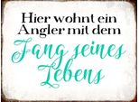 Vianmo Insegna In Legno 30X40 Cm Hier Wohnt Angler Mit Dem Fang