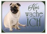 Vianmo Insegna In Legno 30X40 Cm Hund Mops Hier Wache Ich