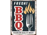Vianmo Insegna In Legno 40X30 Cm Fresh Bbq Grill Premium Quality