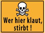 Vianmo Insegna In Legno 30X40 Cm Wer Hier Klaut Stirbt Totenkopf