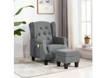 The Living Store Sedia Da Massaggio Con Sgabello In Tessuto Grigio Chiaro