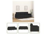 The Living Store Divano 3 Posti Nero 180 Cm In Tessuto