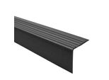 Binario Per Scale Quest In Pvc 50X42 Mm, 1,5 M, Bordo Antiscivolo Per Scale, Profilo Per Scale, Protezione Per Scale, Rgp, Nero-Argento