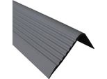 Quest Binario Per Scale 70X40 Mm, 1,5 M Rgpd Pvc, Bordo Antiscivolo Per Scale, Profilo Per Scale, Protezione Per Scale, Grigio Scuro