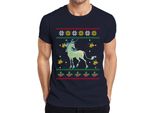 Maglietta Da Uomo The Last Unicorn - Ugly Christmas Sweater - Regalo Di Natale, Navy, M