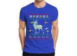 Maglietta Da Uomo The Last Unicorn - Ugly Christmas Sweater - Regalo Di Natale, Blu, M