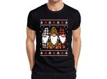 Gnomi Di Natale Elfi A Scacchi - Maglietta Da Uomo Con Maglione Natalizio, Nero, S