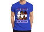 Gnomi Di Natale Elfi A Scacchi - Maglietta Da Uomo Con Maglione Natalizio, Blu, S