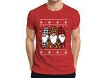 Gnomi Di Natale Elfi A Scacchi - Maglietta Da Uomo Con Maglione Natalizio, Rosso, S