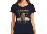 Babbo Natale - Maglietta Da Donna Con Maglione Natalizio, Navy, 3XL