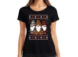 Gnomi Di Natale Elfi A Scacchi - Maglietta Da Donna Con Maglione Natalizio, Nera, 3XL