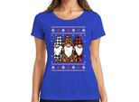 Gnomi Di Natale Elfi A Scacchi - Maglietta Da Donna Con Maglione Natalizio, Blu, S
