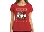 Gnomi Di Natale Elfi A Scacchi - Maglietta Da Donna Con Maglione Natalizio, Rosso, S