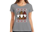 Gnomi Di Natale Elfi A Scacchi - Maglietta Da Donna Con Maglione Natalizio, Grigio, S