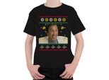 Babbo Natale - Maglietta Unisex Per Bambini Con Maglione Natalizio, Nero, 128
