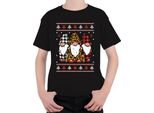 Gnomi Di Natale Elfi A Scacchi - Maglietta Unisex Per Bambini Con Maglione Natalizio, Nero, 116
